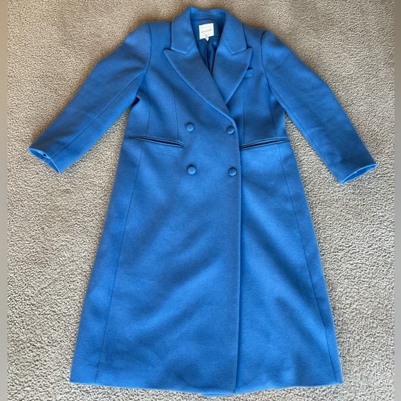 Avec Les Filles Double Breasted Wool Blend Coat in Silverlake Blue - Picture 6 of 14